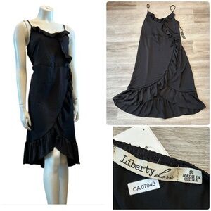 NWT Liberty Love Black Asymmetrical Ruffled Dress. Spaghetti Straps.